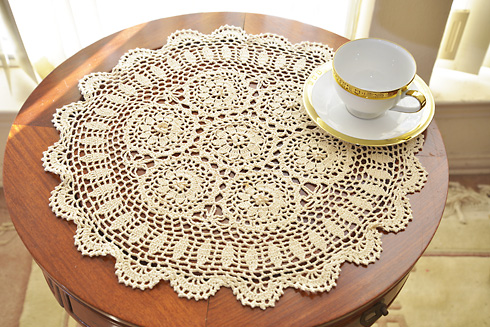 18" Round Crochet Table Top. Wheat color. 2 pieces pack